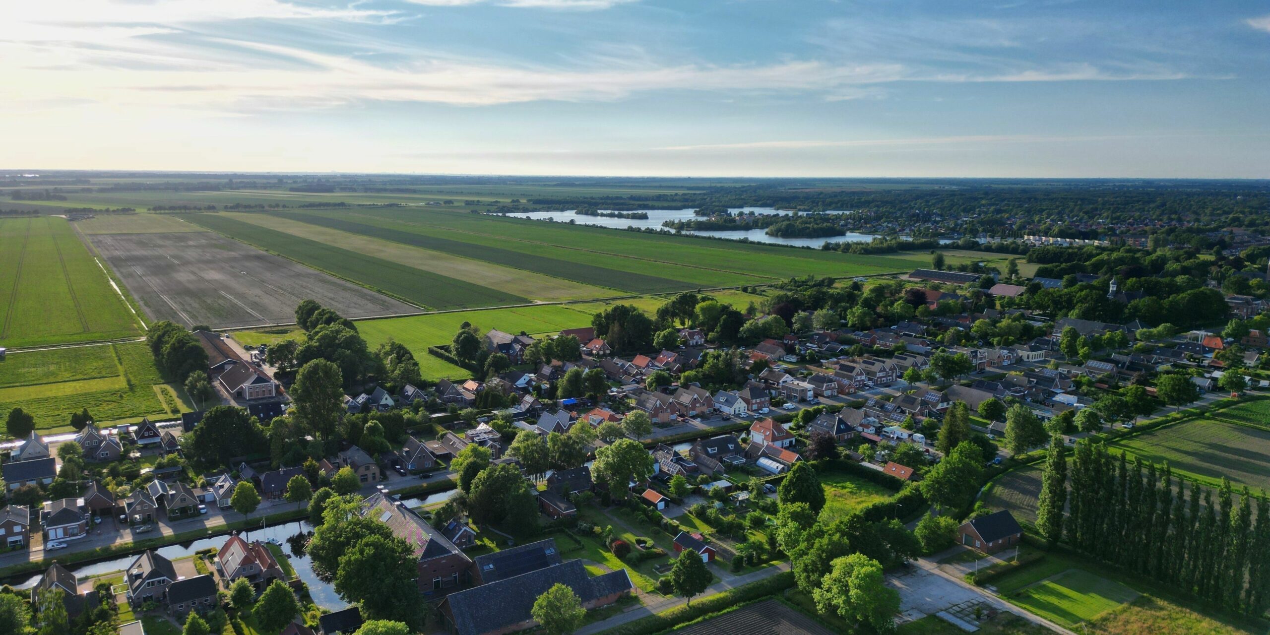 Aerial view of a small village of Wildervank in the Netherlands